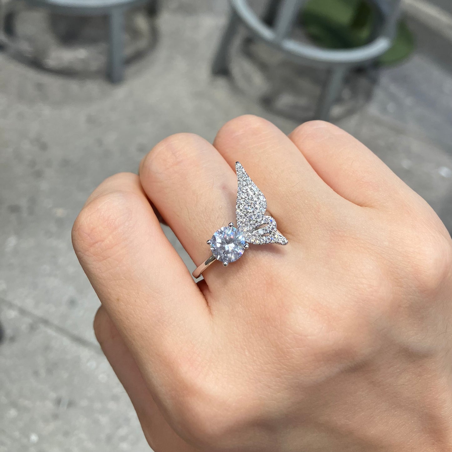 Monarch Ring Angel Butterfly Wing Diamond Ring Zircon Gemstone Open Ring LuvEcho Jewelry