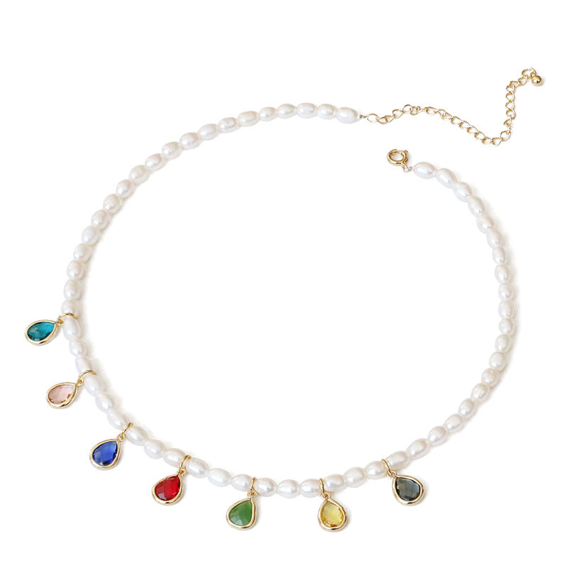 Melissa Necklace - Colorful Zircons and Crystal Detail - LuvEcho Jewelry