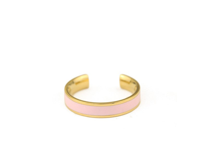 Luv Echo Jewelry - Simple Colorful Creative Oil Drop Open Ring Temperament Korean-Style Titanium Steel Ring