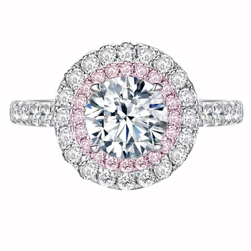 Annie Ring - 2-Carat Simulated Moissanite Center Stone with Surrounding Diamonds