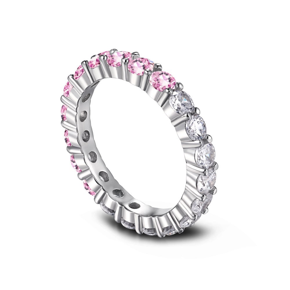 Mix Color Christy Band - Half Pink and Half White, Classic 925 Silver Jewelry by LuvEcho