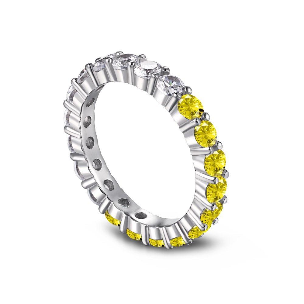 Mix Color Christy Band - Half Yellow and Half White, Timeless 925 Silver Accessory by LuvEcho