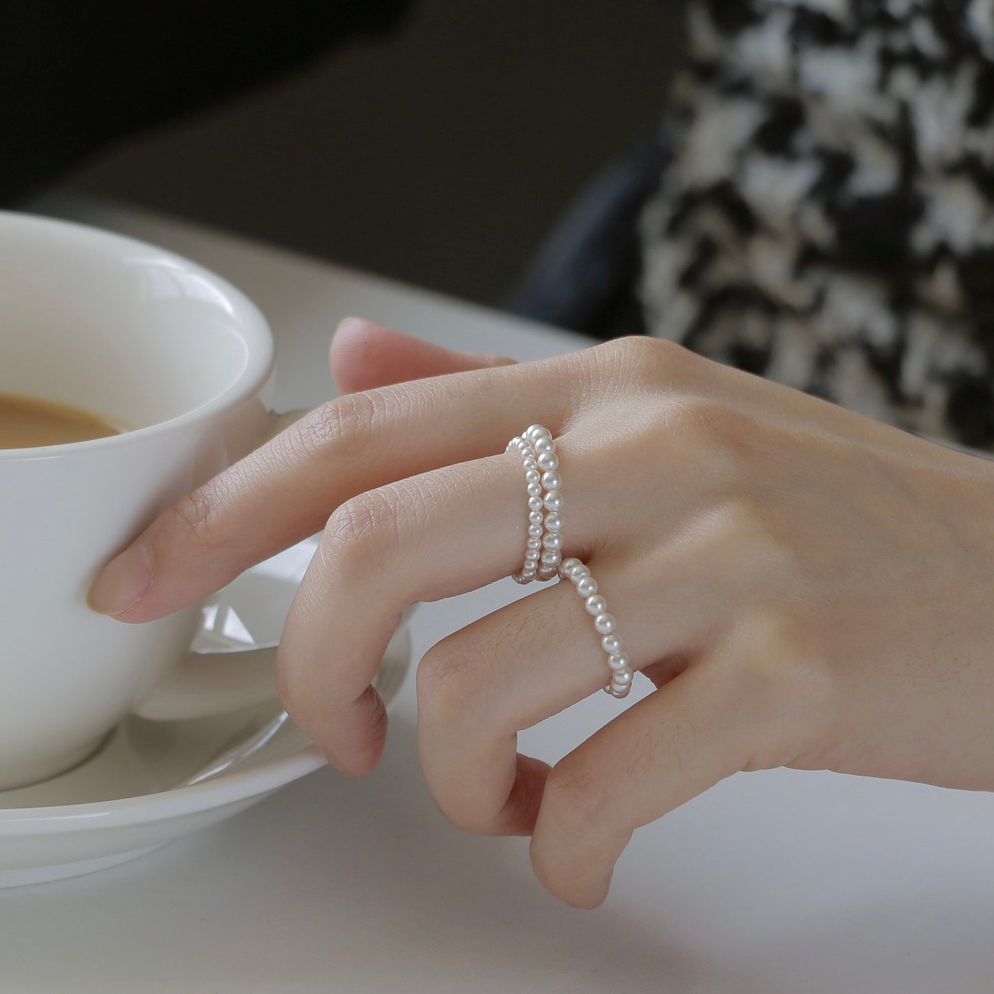 Stella Mini Pearl Band by LuvEcho Jewelry - Delicate Pearl Ring