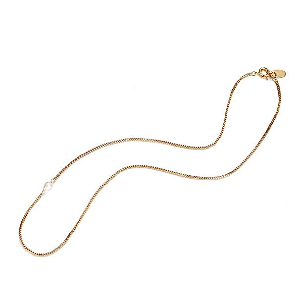 Emory Single Pearl Chain Necklace by LuvEcho Jewelry - Natural Elegance Necklace