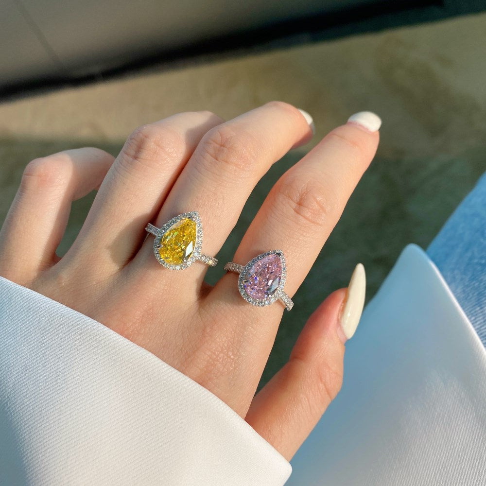 Elegant Look with Sienna Ring - Sterling Silver Collection - Timeless Radiance with Yellow/Pink Gemstone