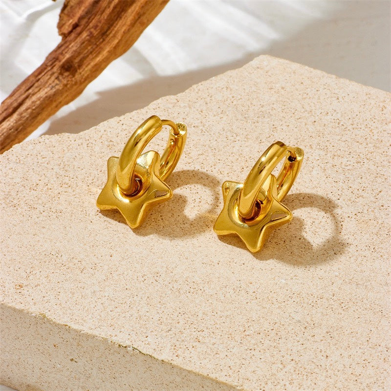 Stylish Gold-Tone Earrings with Star Pendants - LuvEcho Josie Collection