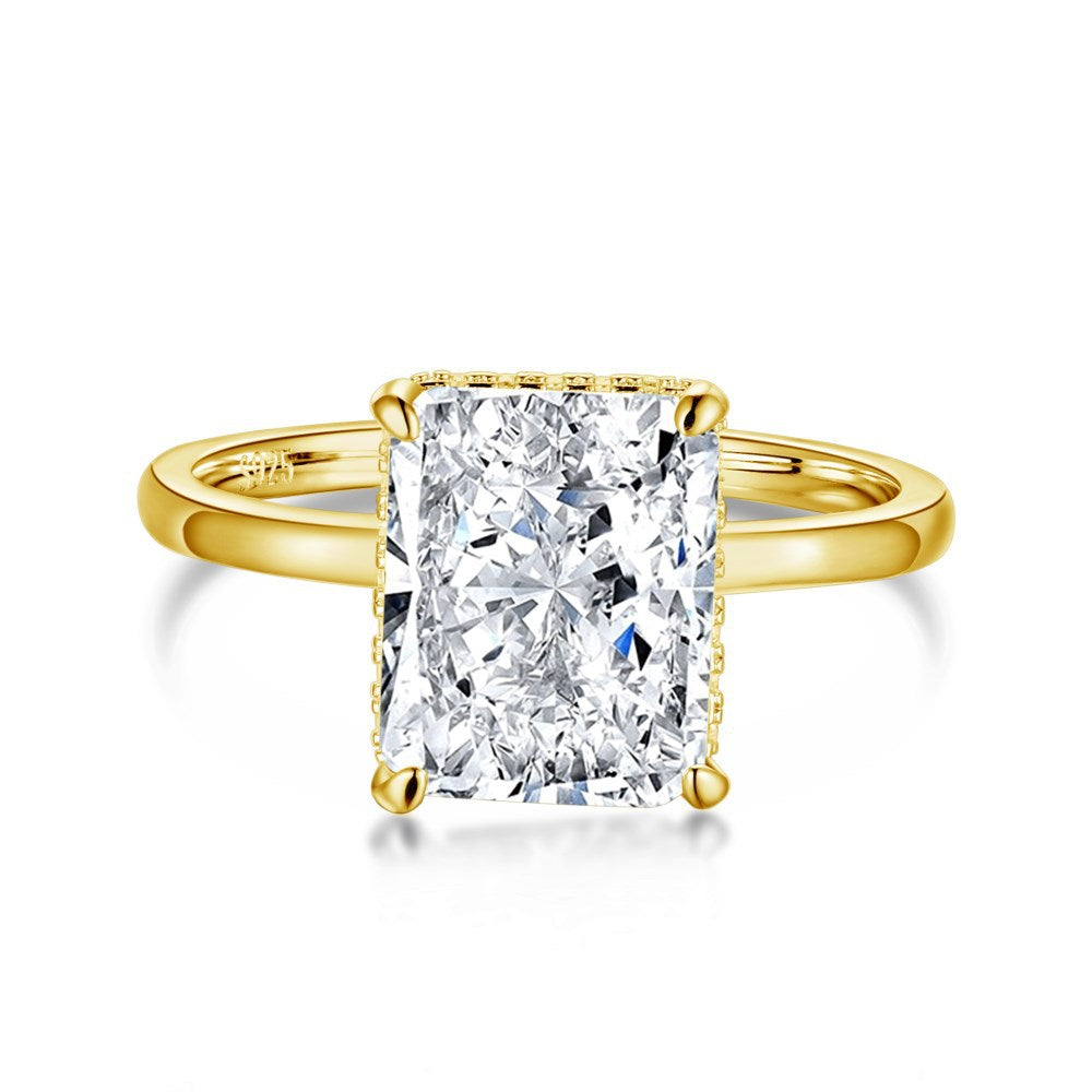 Karon Diamond Square Ring Gold- Exquisite Elegance - High-Quality 925 Sterling Silver Craftsmanship, Intricate Design