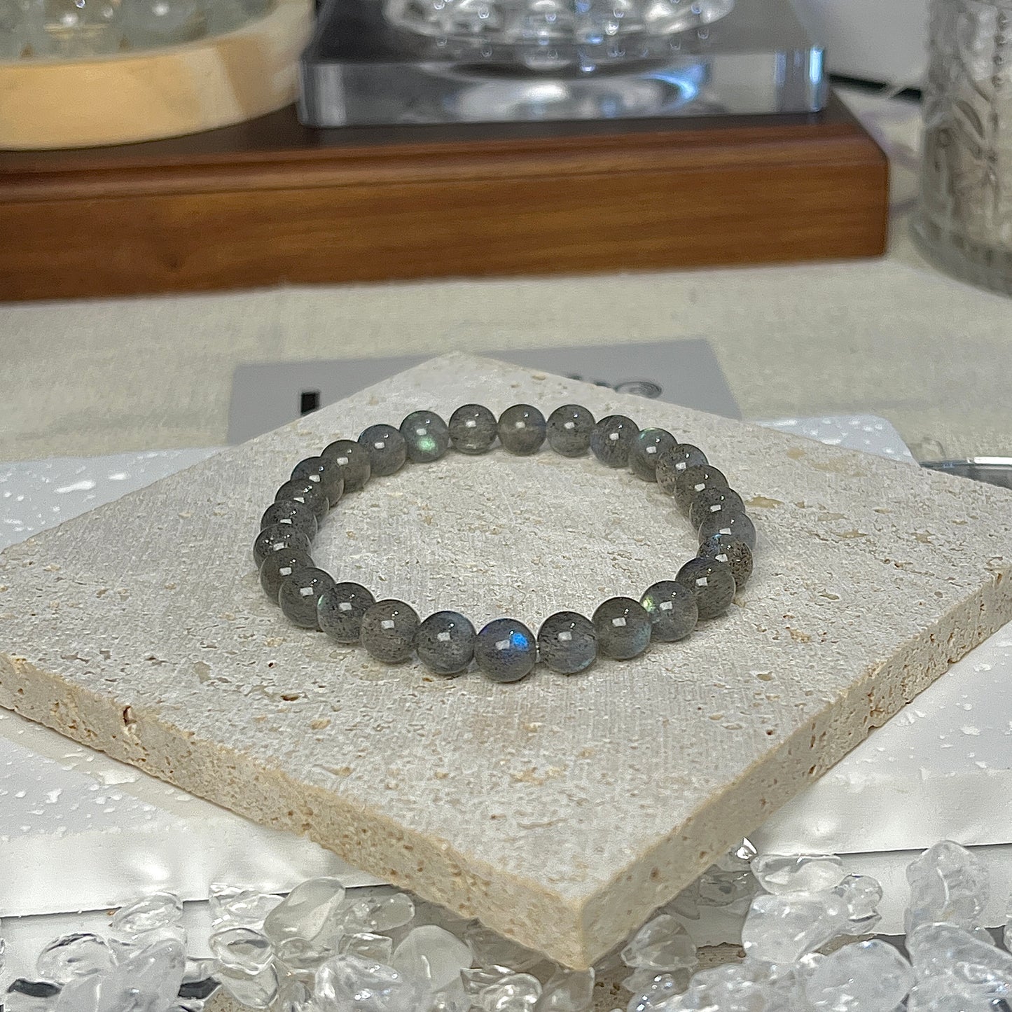 LuvEcho Jewelry Mystic Glow Bracelet featuring natural gray moonstone beads for inner guidance