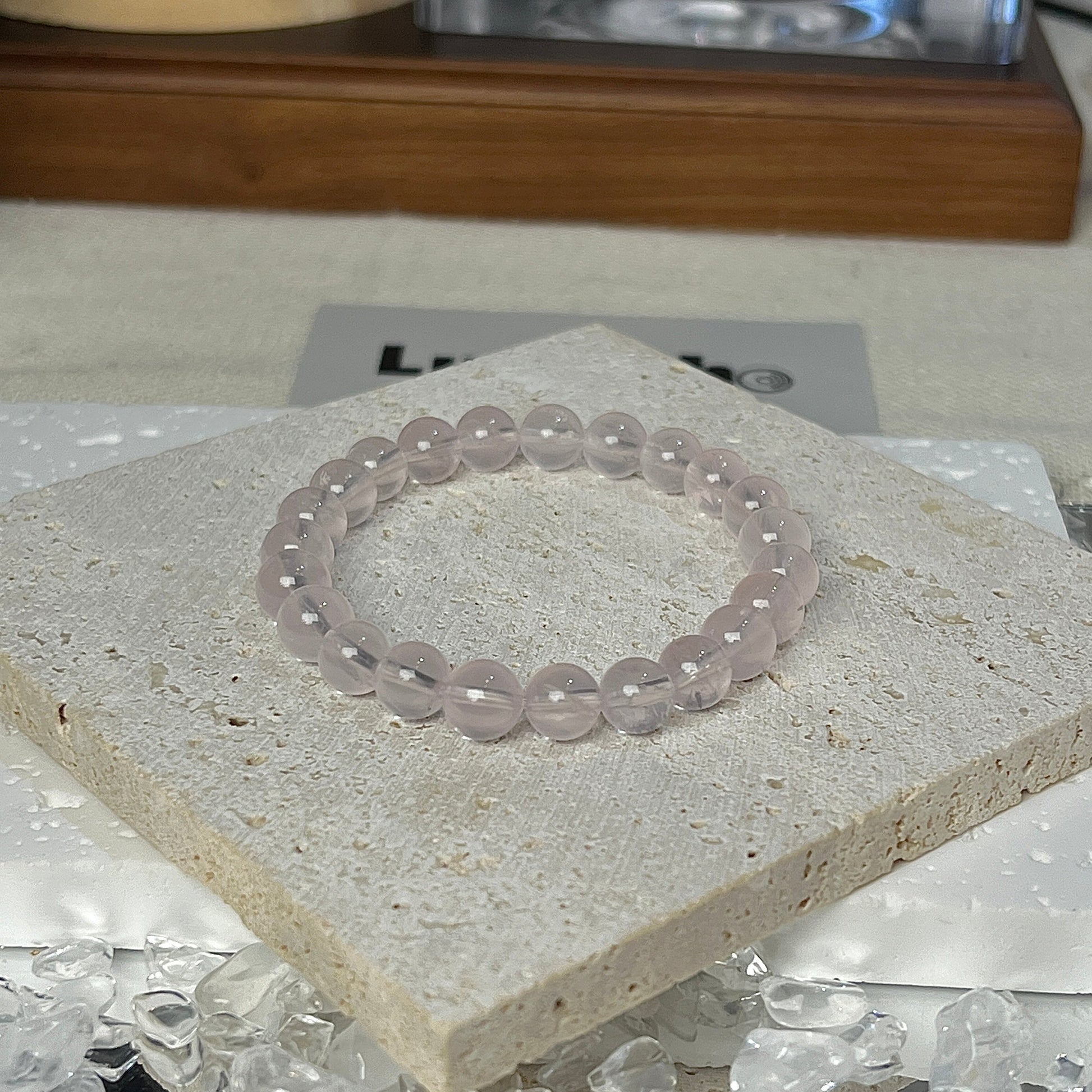 7mm Mozambique Rose Quartz Twilight Blossom Bracelet, promoting love and compassion from LuvEcho Jewelry