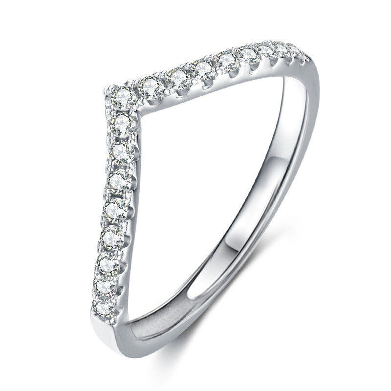 Maeve Rings - V-Shaped Band with Miniature Diamonds - LuvEcho Jewelry