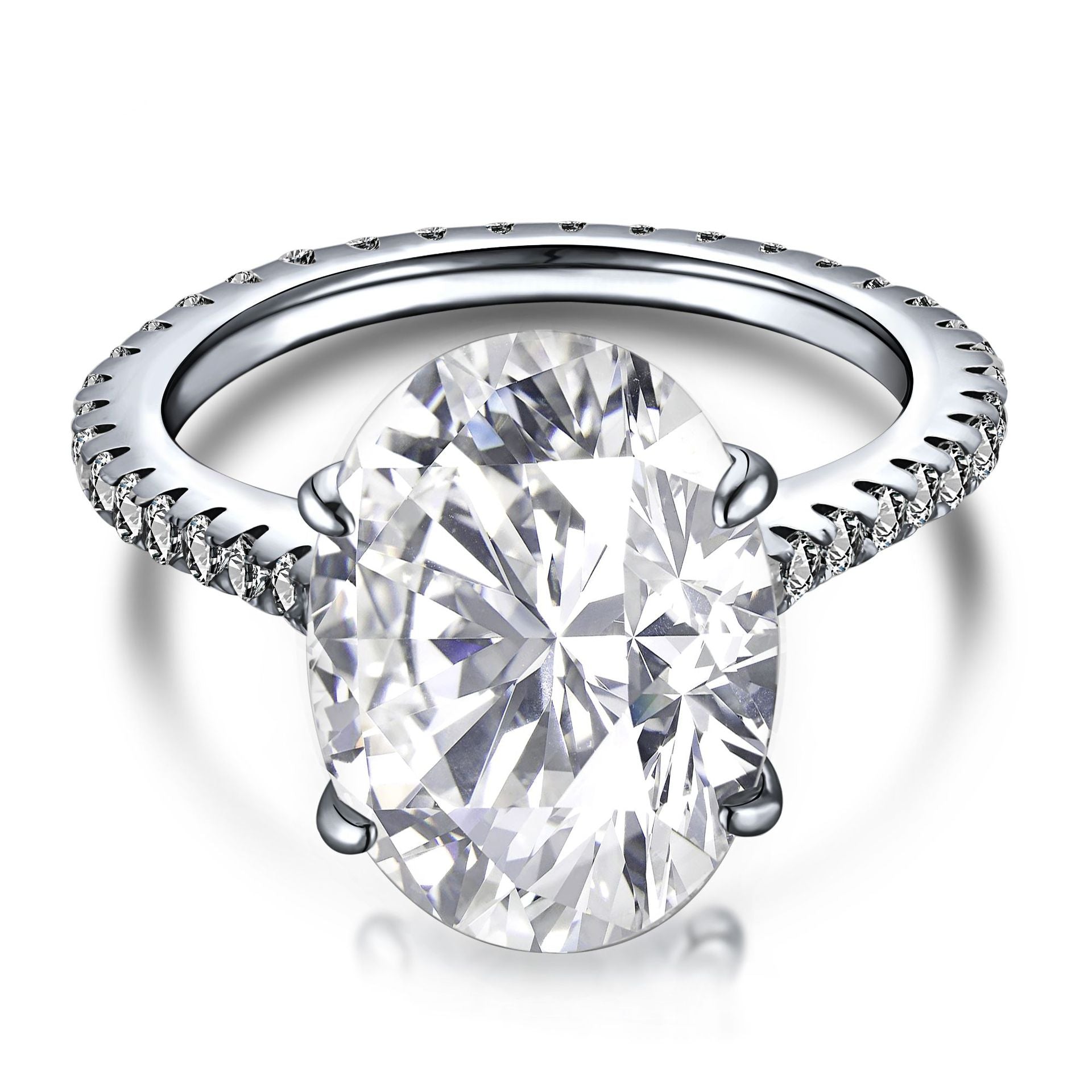 Detail of Monica Oval Diamond Ring - Sterling Silver Beauty - Timeless Elegance with Oval Dazzling Crystal