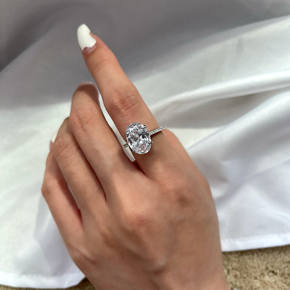 Elegant Look with Monica Oval Diamond Ring - Sterling Silver Collection - Elegance and Sparkle with Dazzling Crystal - LuvEcho Jewelry