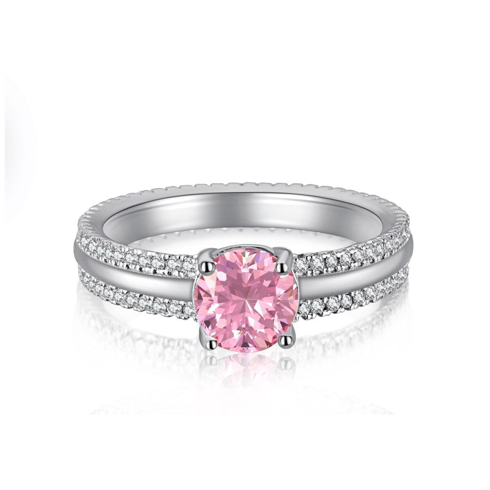 Aspen Ring Pink Gemstone Diamond Wedding Promise Ring 925 Silver LuvEcho Jewelry