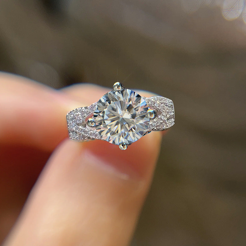 Close-up of the Rowan Ring, a breathtaking 2-carat diamond ring from LuvEcho Jewelry, showcasing timeless beauty and radiating brilliance