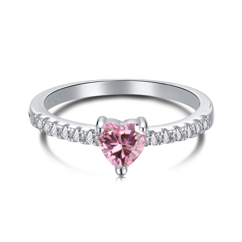 Teresa Ring - Captivating Elegance - High-Quality 925 Sterling Silver Craftsmanship, Pink Heart Diamond Adornment