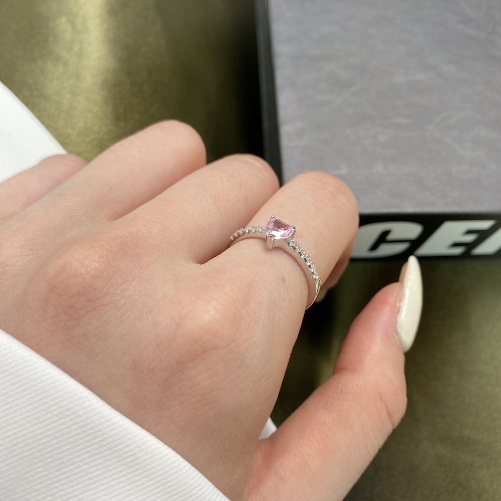 Elegant Look with Teresa Ring - Sterling Silver Collection - Timeless Beauty with Pink Heart Diamond