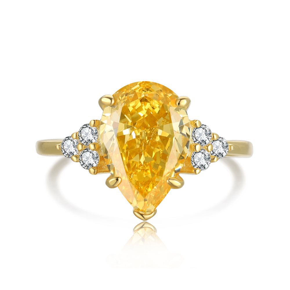 Venessa Ring - Yellow Gemstone Captivating Dazzling - Front View - LuvEcho Jewelry