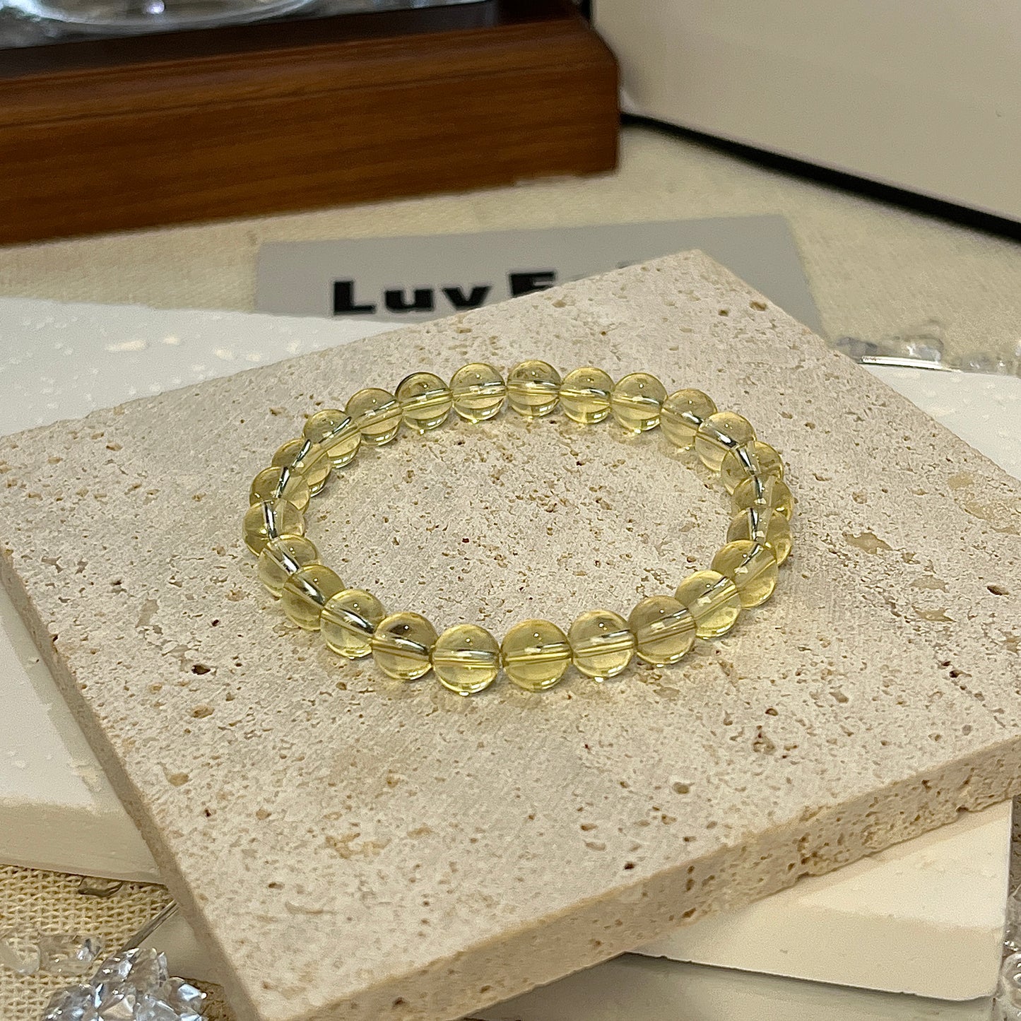 LuvEcho Jewelry Abundance Glow Bracelet featuring 6mm Citrine beads for attracting wealth and joy