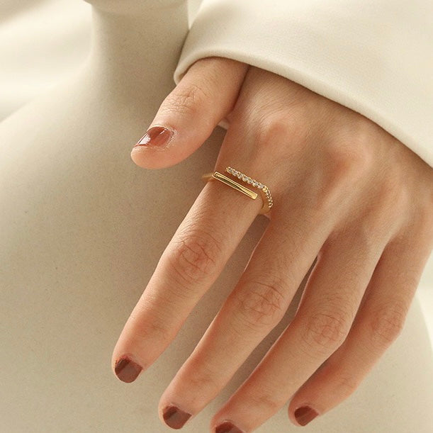 Alia Zircon Ring Being Worn - Modern Elegance by LuvEcho Jewelry