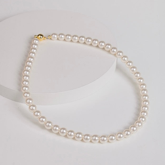 Ariana Gray Pearl Necklace - Magnetic Clasp - Classic Elegance - LuvEcho Jewelry