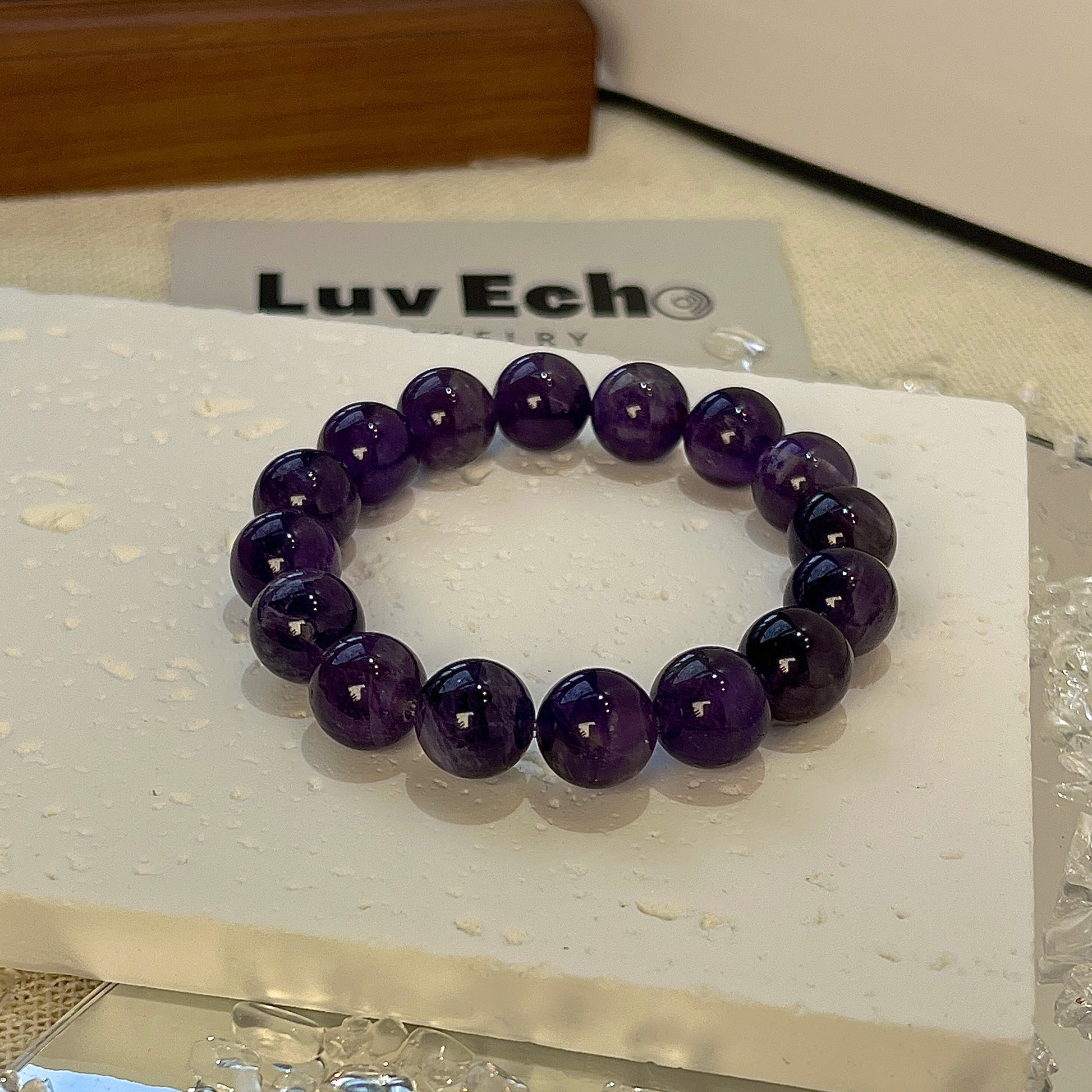 Spiritual clarity and peace with LuvEcho Jewelry's Divine Tranquility Amethyst Bracelet.