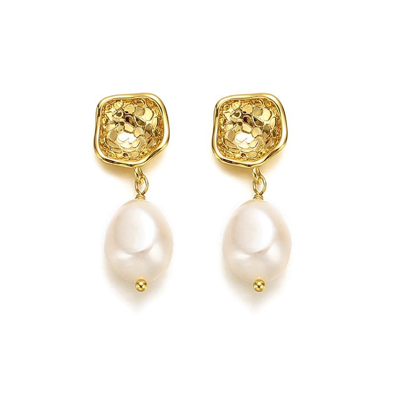 Carmen Retro-Style Baroque Pearl Earrings - Vintage Elegance - Timeless Jewelry - LuvEcho Jewelry