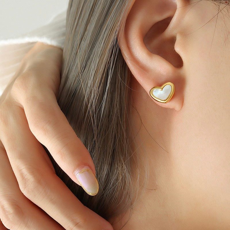 Charming White Shell Stud Earrings - Complete Your Look with the Romantic Jewelry Set by LuvEcho Jewelry"