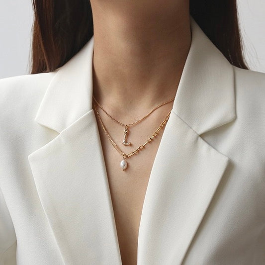 Chic Pearl Pendant on Baroque Chain - Elegance in Paris Baroque Pearl Necklace by LuvEcho