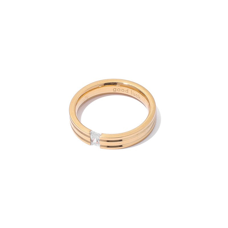 Ellie Classic Stackable Ring with Thick Band - Detailed 18k Gold Plating