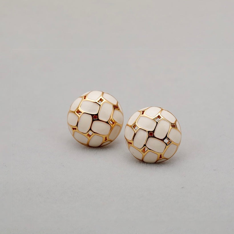 Enamel Plaid Stud Earrings - LuvEcho Jewelry