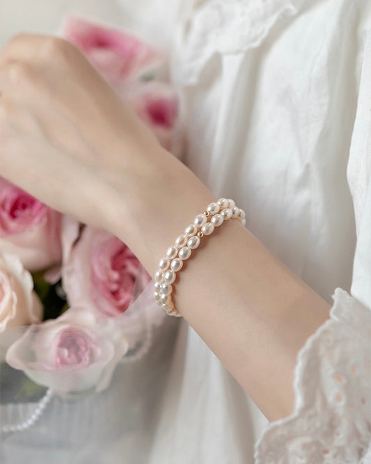 Lustrous freshwater pearls on the Aurora Bracelet - LuvEcho Jewelry