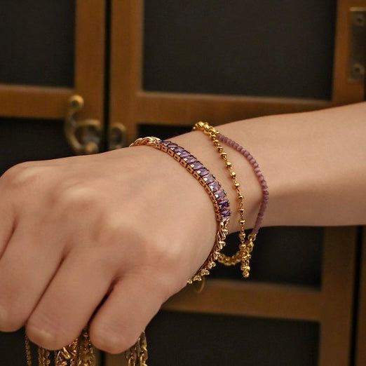 Layered Purple Zircon Chain Bracelet - Elevate Your Style with LuvEcho