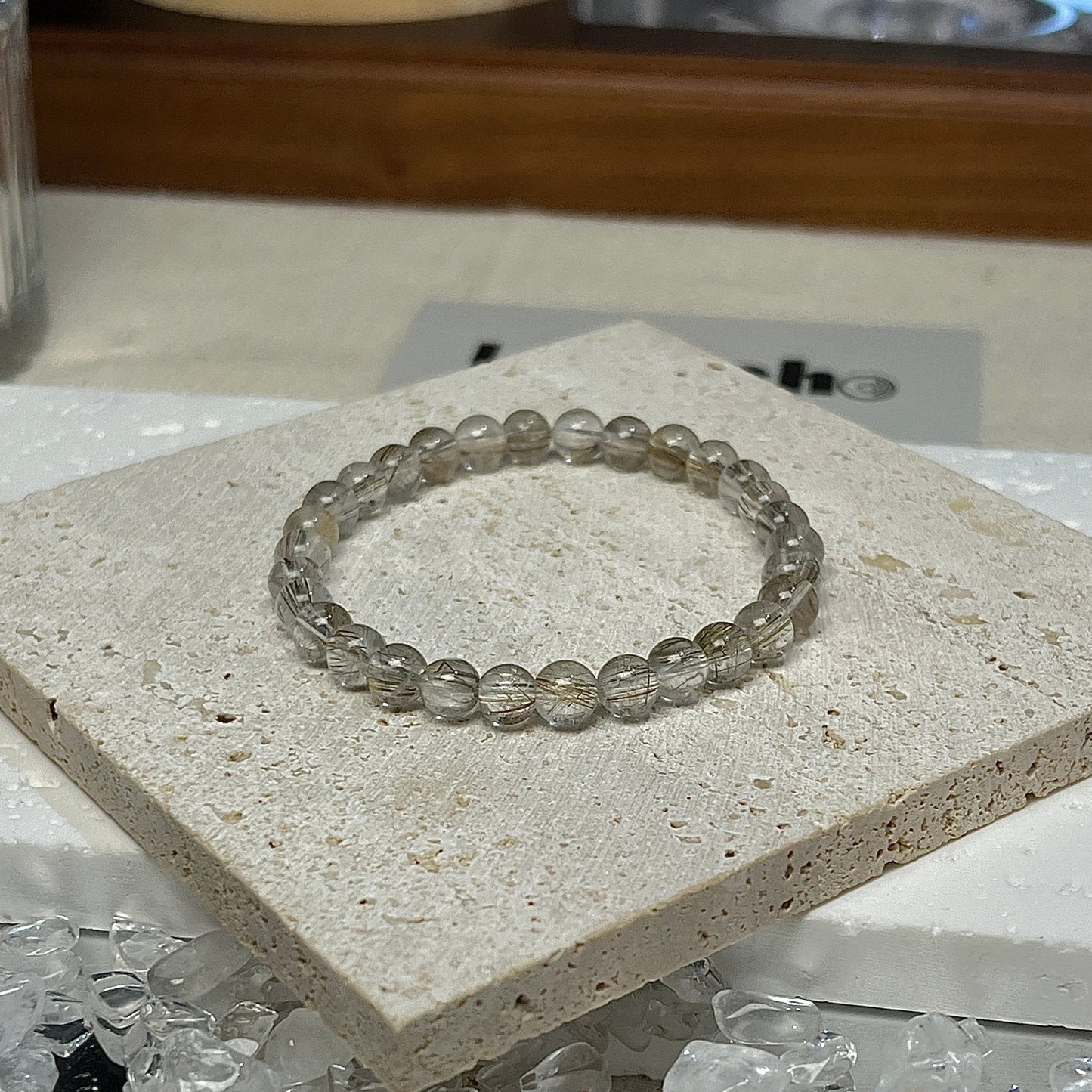 Silver Rutilated Quartz Mindful Energy Bracelet promoting focus, success, and clear decision-making.