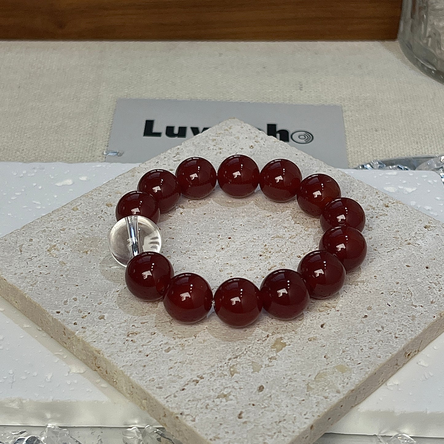 Bracelet with Red Agate and Crystal Quartz, designed to inspire confidence and emotional strength.