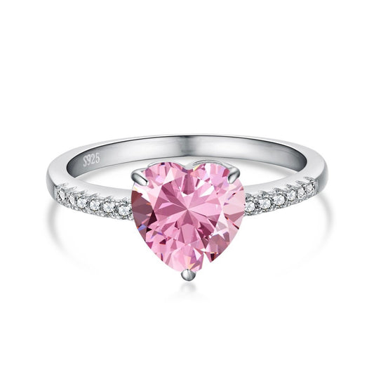 Detailed Close-Up of Pink Gemstone Setting on Mia Ring - Exquisite Craftsmanship - LuvEcho Jewelry