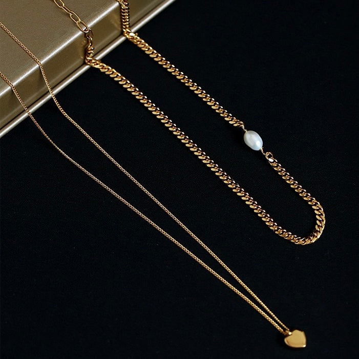 Close-up of Taylor Pearl Heart Necklace Set by LuvEcho Jewelry