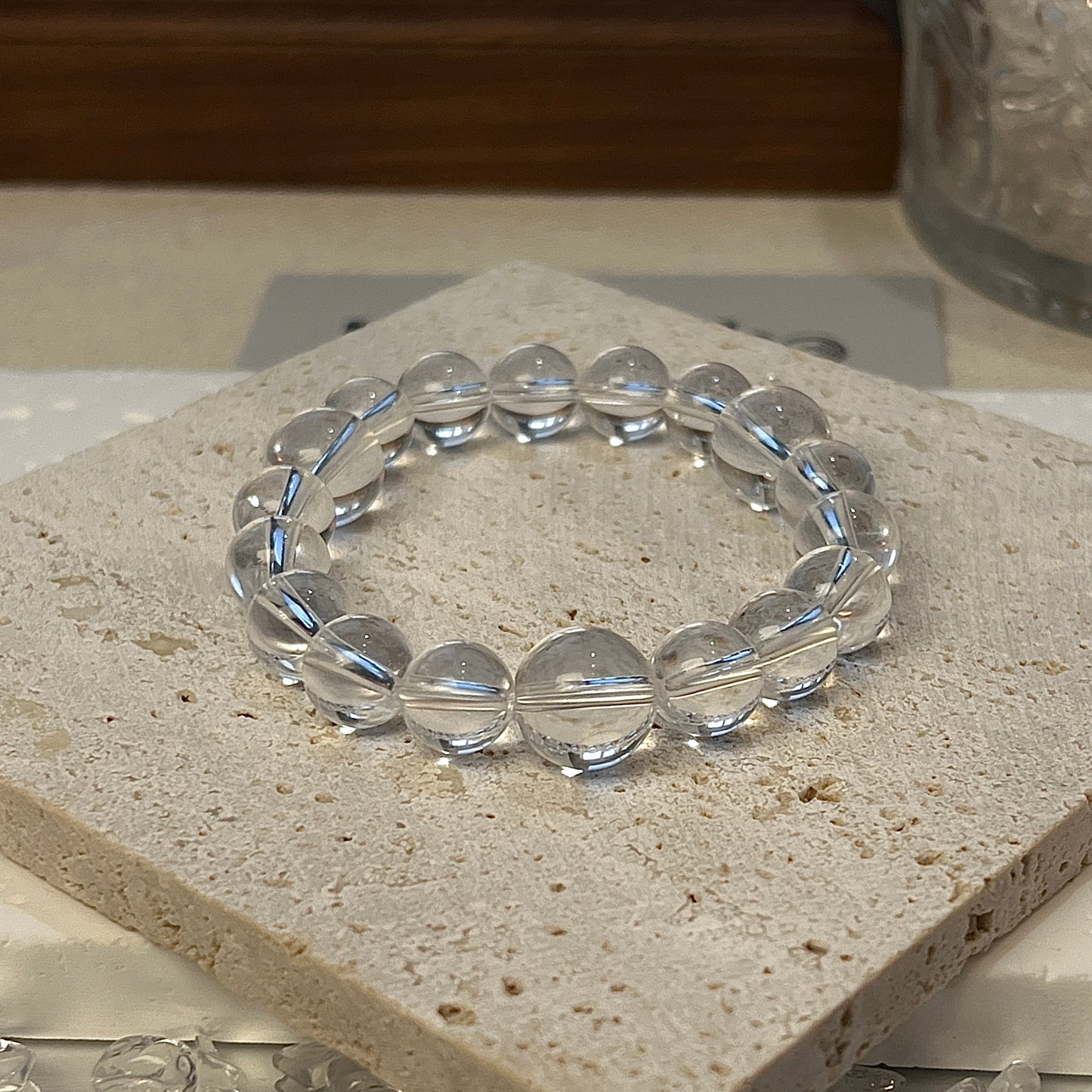 LuvEcho Jewelry’s Transcendent Energy Bracelet featuring pure Crystal Quartz for spiritual clarity and energy amplification