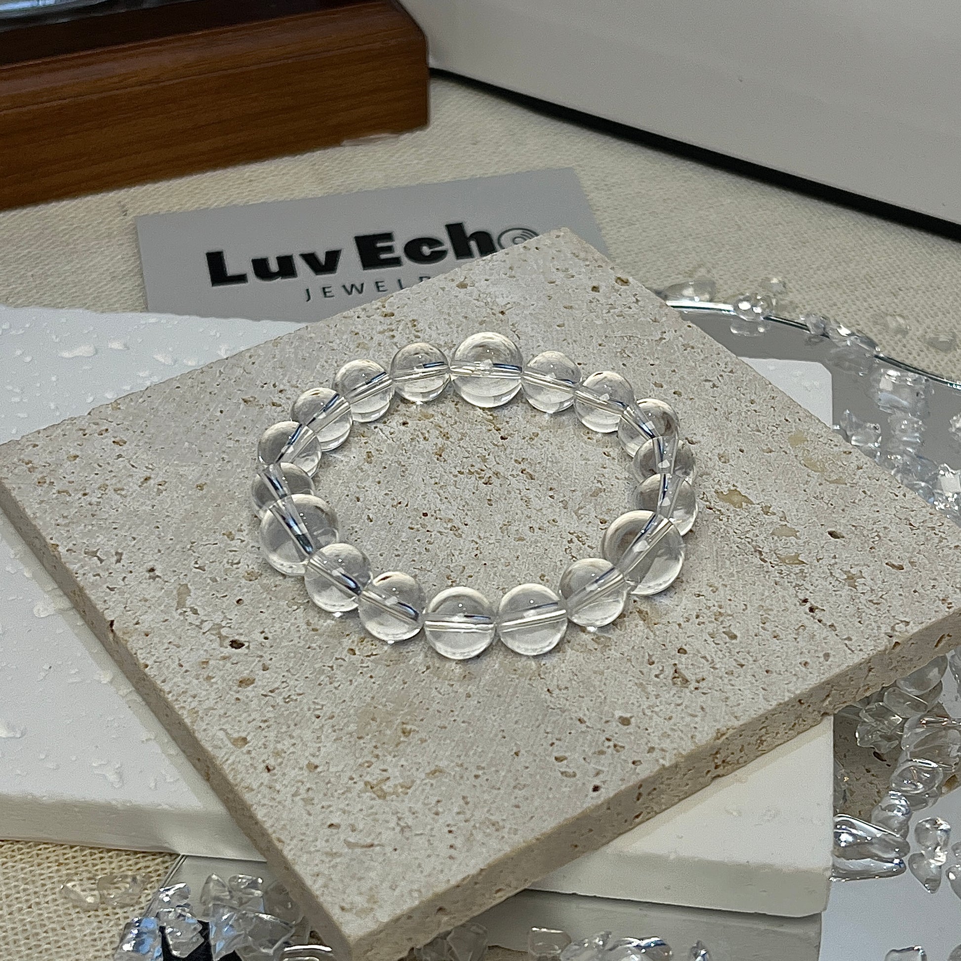 Luxurious Crystal Quartz beaded Transcendent Energy Bracelet by LuvEcho Jewelry for spiritual awakening