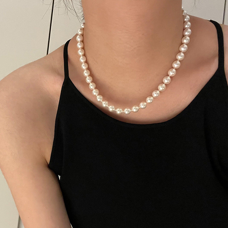 Elegant Look with Claire Elegant White Pearl Necklace - Versatile Pearl Accessory - 10mm Pearls - LuvEcho Jewelry