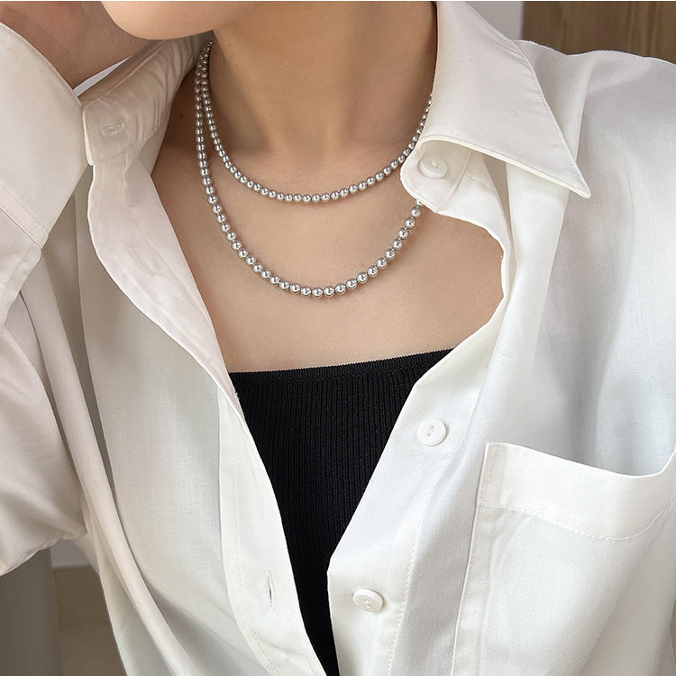 Ella Gray Pearl Necklace - Model Showcasing Elegant Necklace | LuvEcho Jewelr