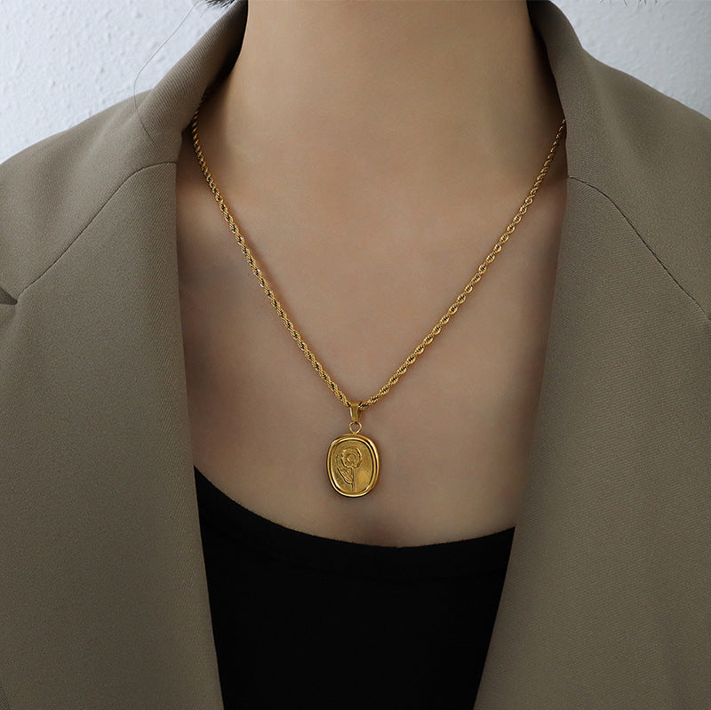 Exquisite Sunflower Pendant on Everly Sweater Chain - Elevate Your Style with LuvEcho Jewelry