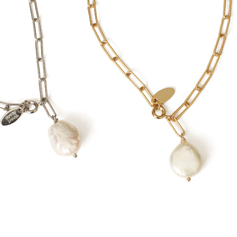 Edith Necklace by LuvEcho Jewelry - a fashionable and adjustable Y-shaped pearl pendant.