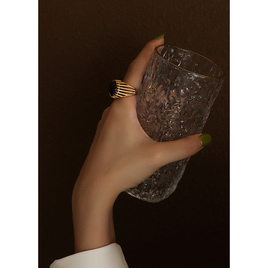 Elegant Look with Hazel Black Onyx Ring - Sterling Silver Collection - Bold and Captivating Charm
