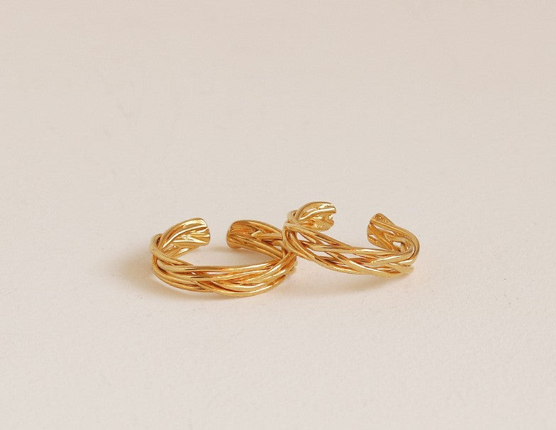 Luv Echo Jewelry - Simple Designable Brass Wire Lines Wrapped Layered Stackable Open-Loop Rings