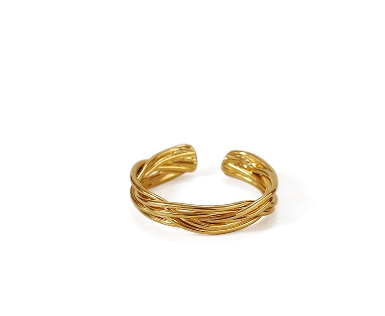 Luv Echo Jewelry - Simple Designable Brass Wire Lines Wrapped Layered Stackable Open-Loop Rings