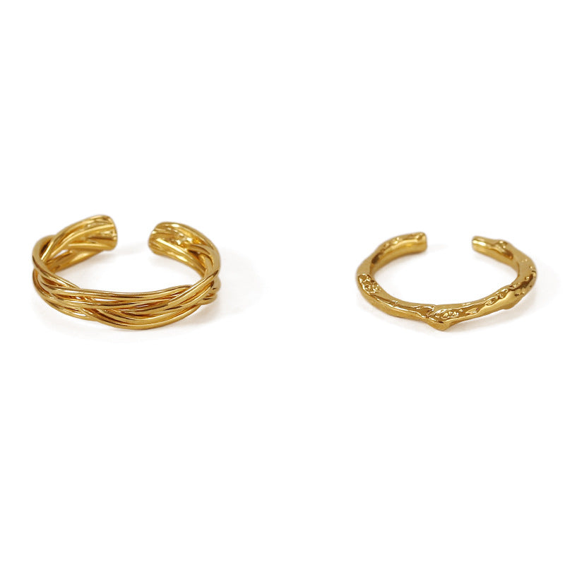 Luv Echo Jewelry - Simple Designable Brass Wire Lines Wrapped Layered Stackable Open-Loop Rings