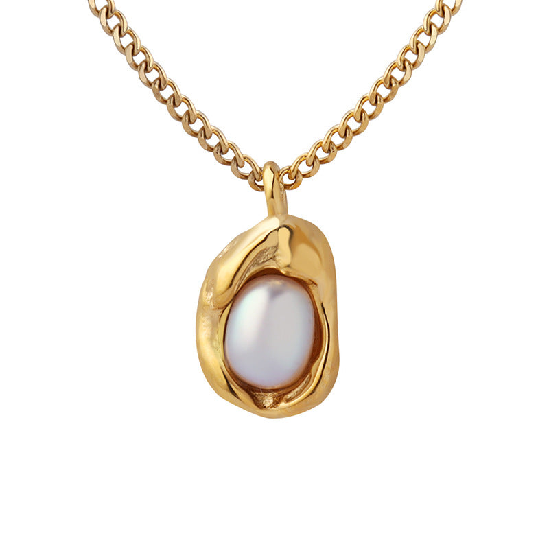 Eleanor - Delicate Pearl Inlaid Pendent Necklace