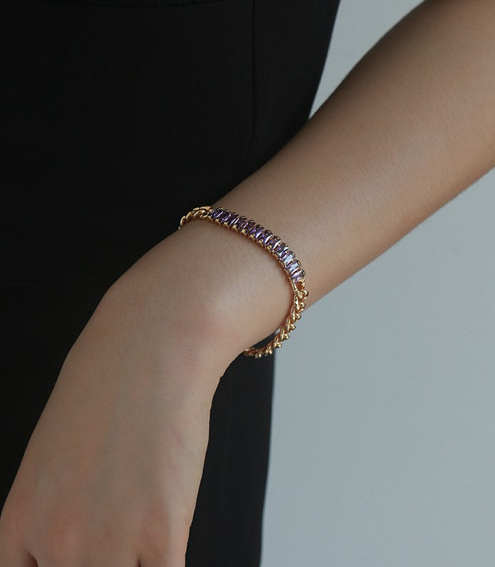 Luv Echo Jewelry - Light Purple Zircon Inlaid Bracelet