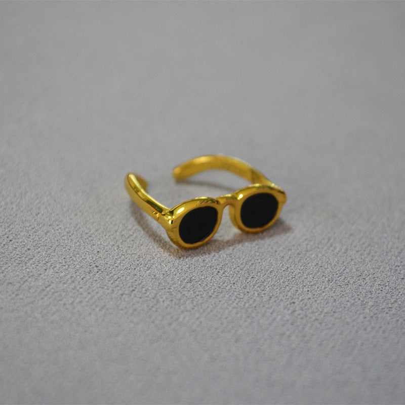 Luv Echo Jewelry - Creative Design Cool Black Sunglasses Shape Adjustable Ring