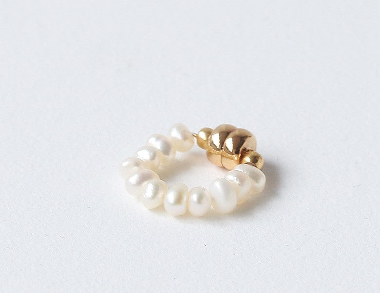 Side View of Fiona Vintage-Style Magnet Design Pearl Ear Clips | LuvEcho Jewelry